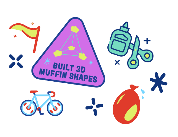 Built 3D muffin shapes badge